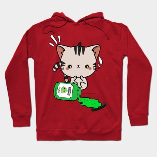 Cute Tabby Cat Spilled Wasabi sauce Hoodie